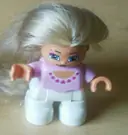 Minifigurka: 47205PB003:  Duplo Figure Lego Ville, Child Girl, White Legs, Pink Top, Blond Hair (Princess)