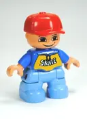 Minifigurka: 47205PB024:  Duplo Figure Lego Ville, Child Boy, Medium Blue Legs, Blue Top with 'SKATE' Pattern, Red Cap (6233829)