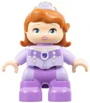Minifigurka: 47205PB033:  Duplo Figure Lego Ville, Child Girl, Medium Lavender Legs, Lavender Top, Dark Orange Hair with Tiara, Princess Sofia (6099601)
