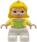 Minifigurka: 47205PB034:  Duplo Figure Lego Ville, Child Girl, White Legs, Bright Light Yellow Top, Yellow Hair with Tiara, Princess Amber (6099602)