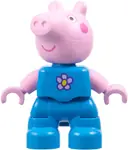 Minifigurka: 47205PB119:  Duplo Figure Lego Ville, George Pig - Dark Azure Outfit with Lavender and Yellow Flower (6486140)