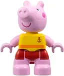 Minifigurka: 47205PB120:  Duplo Figure Lego Ville, Peppa Pig - Yellow Shirt with Anchor, Red Shorts (6475100)