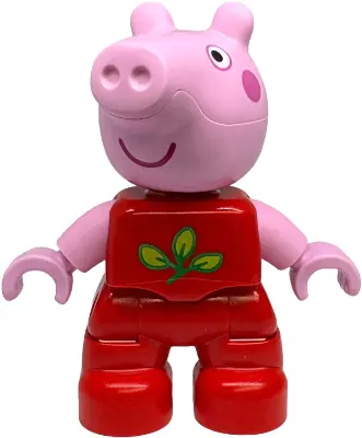 47205PB122:  Duplo Figure Lego Ville, Peppa Pig - Red Outfit with Green and Lime Leaves (6539859)