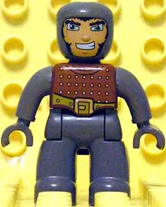 47394PB053:  Duplo Figure Lego Ville, Male Castle, Dark Bluish Gray Legs, Brown Chest, Dark Bluish Gray  Arms, Dark Bluish Gray Hands