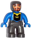 Minifigurka: 47394PB057:  Duplo Figure Lego Ville, Male Castle, Dark Bluish Gray Legs, Blue Chest, Blue Arms, Blue Hands