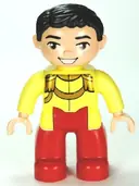 Minifigurka: 47394PB150:  Duplo Figure Lego Ville, Disney Princess, Prince Charming, Black Hair