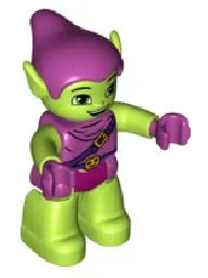 47394PB193:  Duplo Figure Lego Ville, Green Goblin, Magenta Outfit