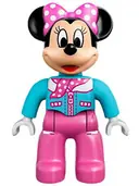 Minifigurka: 47394PB202:  Duplo Figure Lego Ville, Minnie Mouse, Medium Azure Aviator Jacket with Polka Dot Scarf (6138416 / 6206108)