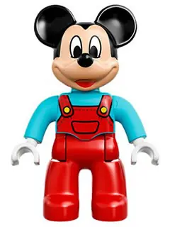 47394PB204:  Duplo Figure Lego Ville, Mickey Mouse, Red Overalls with Medium Azure Top (6137787)