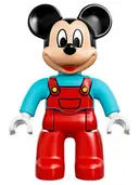 Minifigurka: 47394PB204:  Duplo Figure Lego Ville, Mickey Mouse, Red Overalls with Medium Azure Top (6137787)