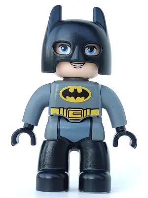 47394PB213:  Duplo Figure Lego Ville, Batman, Black Cowl, Dark Bluish Gray Suit, Black Legs (6206082)