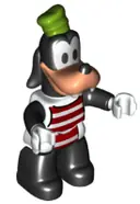Minifigurka: 47394PB218:  Duplo Figure Lego Ville, Goofy, Red and White Striped Shirt, Black Legs (6145791 / 6206113)