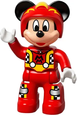 47394PB232:  Duplo Figure Lego Ville, Mickey Mouse, Red Race Driver Jumpsuit, Helmet (6186851 / 6206125)