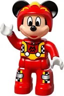 Minifigurka: 47394PB232:  Duplo Figure Lego Ville, Mickey Mouse, Red Race Driver Jumpsuit, Helmet (6186851 / 6206125)