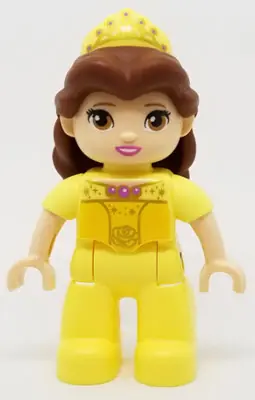 47394PB239:  Duplo Figure Lego Ville, Disney Princess, Belle, Bright Light Yellow Legs, Top, and Tiara, Reddish Brown Hair (6244621)