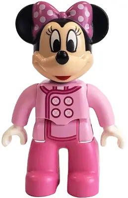 47394PB259:  Duplo Figure Lego Ville, Minnie Mouse, Bright Pink Jacket, Dark Pink Legs (6226666 / 6269853)