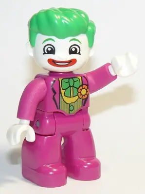 47394PB286:  Duplo Figure Lego Ville, The Joker, Magenta Legs and Top, White Hands, White Head, Red Lips, Bright Green Hair
