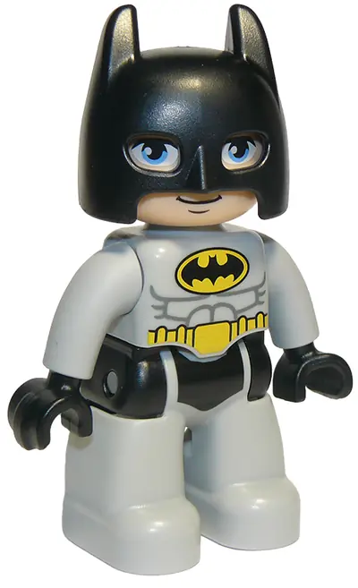 47394PB287:  Duplo Figure Lego Ville, Batman, Black Cowl, Light Bluish Gray Suit and Legs