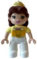 Minifigurka: 47394PB327:  Duplo Figure Lego Ville, Disney Princess, Belle, White Legs, Bright Light Yellow Top and Tiara, Reddish Brown Hair (6381457)