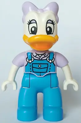 47394PB347:  Duplo Figure Lego Ville, Daisy Duck, Lavender Bow and Shirt, Dark Azure Overalls and Legs (6438503)