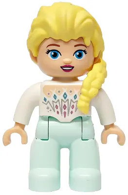 47394PB356:  Duplo Figure Lego Ville, Disney Princess, Elsa, Light Aqua Legs, White Top (6482733)