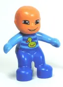 Minifigurka: 85363PB002:  Duplo Figure Lego Ville, Baby, Blue and Medium Blue Romper with Stripes and Yellow Duck Pattern