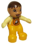 Minifigurka: 85363PB003:  Duplo Figure Lego Ville, Baby, Bright Light Orange Overalls with Bib with Bee Pattern, Pacifier