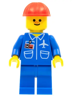 AIR008:  Airport - Blue, Blue Legs, Red Construction Helmet