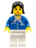 Minifigurka: AIR010B:  Airport - Blue with Scarf, Black Female Hair (Reissue)