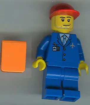 AIR023:  Airport - Blue 3 Button Jacket & Tie, Red Cap, Blue Legs, Orange Vest