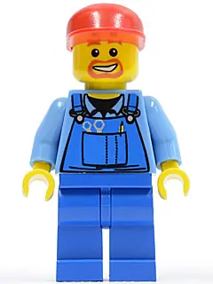 AIR031:  Overalls with Tools in Pocket Blue, Red Cap
