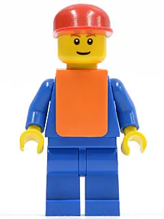 AIR034:  Airport - Blue 3 Button Jacket & Tie, Red Cap, Blue Legs, Orange Vest, Eyebrows