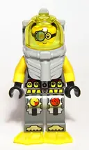 Minifigurka: ATL023:  Atlantis Diver 7 - Brains - With Yellow Flippers and Trans-Yellow Visor