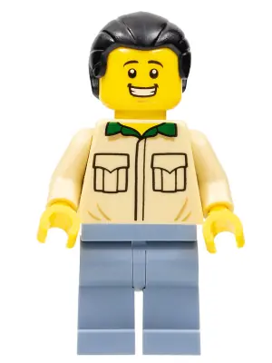 BDP031:  Male, Tan Shirt, Sand Blue Legs, Black Ponytail Hair