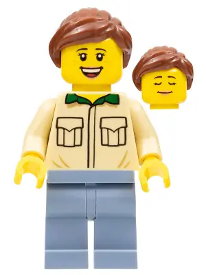 BDP032:  Female, Tan Shirt, Sand Blue Legs, Reddish Brown Ponytail Hair