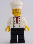 Minifigurka: BDP033:  Chef - White Torso with 8 Buttons, No Wrinkles Front or Back, Black Legs, White Chef Toque