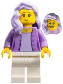 Minifigurka: BDP036:  Female, Medium Lavender Jacket, White Legs, Lavender Mid-Length Hair