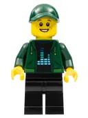 Minifigurka: BDP038:  Photographer - Male, Dark Green Hoodie, Black Legs, Dark Green Cap