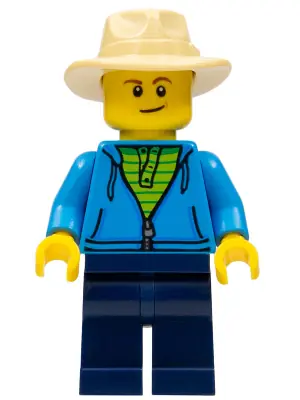 BDP039:  Fisherman, Dark Azure Jacket, Dark Blue Legs, Tan Fedora  Hat