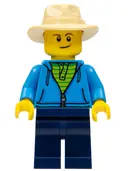 Minifigurka: BDP039:  Fisherman, Dark Azure Jacket, Dark Blue Legs, Tan Fedora  Hat