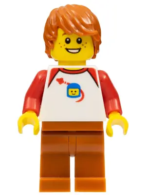 BDP042:  Male, White Classic Space Shirt, Dark Orange Legs, Dark Orange Hair