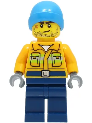 BDP050:  Fisherman - Bright Light Orange Jacket, Dark Azure Beanie