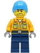Minifigurka: BDP050:  Fisherman - Bright Light Orange Jacket, Dark Azure Beanie