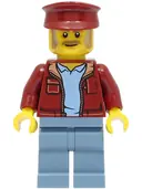 Minifigurka: BDP052:  Fishing Boat Captain - Dark Red Jacket and Hat