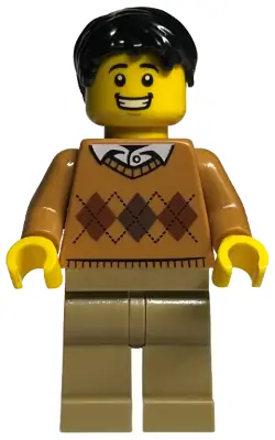 BDP054:  Father, Medium Nougat Argyle Sweater, Dark Tan Legs