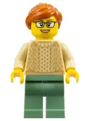 Minifigurka: BDP068:  Mother - Tan Knit Cable Sweater, Sand Green Legs, Dark Orange Ponytail