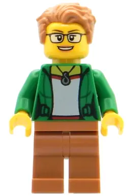 BDP073:  Space Observer - Female, Green Jacket, Medium Nougat Legs