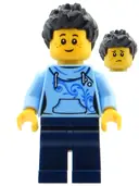 Minifigurka: BDP074:  Exhibition Staff - Male, Bright Light Blue Hoodie, Dark Blue Legs