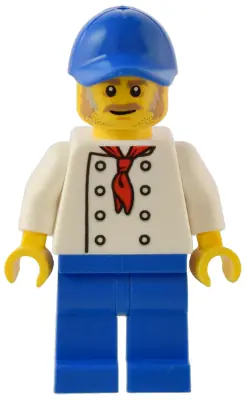 BDP089:  Hot Dog Stand Manager - White Torso with 8 Buttons, No Wrinkles Front or Back, Blue Legs, Blue Cap