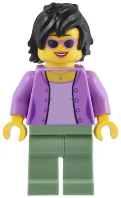 BDP094:  1950s Diner Patron - Female, Medium Lavender Jacket, Sand Green Legs, Black Hair